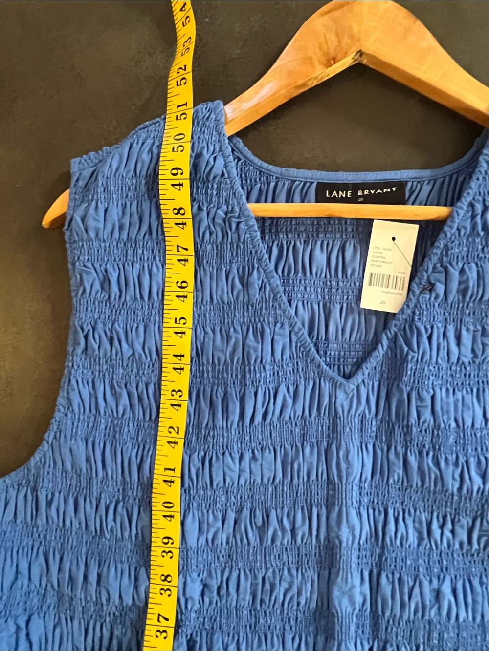 Lane Bryant Womens Blue Smocked 100% Cotton Sun Mini Dress Pickets 20 NWT - Picture 11 of 12